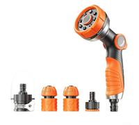 Pistolet d'arrosage 8 fonctions avec distributeur de savon, jet d'eau haute pression pour jardinage, lavage de voiture et douche d'animaux domestiques, fixation réglable pour tuyau d'arrosage