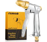 Pistolet D'Arrosage Avec Buse En Laiton, 100% Métal Pistolet Arrosage Robuste Et Haute Pression, Réglable De Jet À Pulvérisation Pour Arrosage Du Jardin, Nettoyage De Cour, Lavage De Voiture