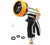 Pistolet d'arrosage : buse en métal robuste avec raccords en laiton massif pour un joint étanche - 10 modes et contrôle du pouce pour un arrosage continu et sans fatigue de plus de 100 plantes et