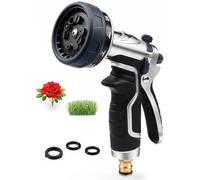 Pistolet d'arrosage : buse en métal robuste avec raccords en laiton massif pour un joint étanche - 10 modes et contrôle du pouce pour un arrosage continu et sans fatigue de plus de 100 plantes et