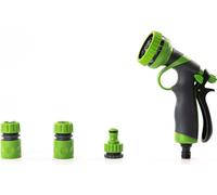 Pistolet d'arrosage et de nettoyage - 8 buses - Kit complet avec accessoires | Polyvalent et ergonomique | Noir et vert | TRENDYFLAIR