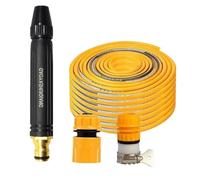 Pistolet d'Arrosage Haute Pression Réglable, Plastique Blanc, Buse 3 Jets, Raccord Universel, Nettoyeur Voiture, Plantes et Animaux, Lot de 3 (E-10m conduite d'eau)