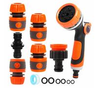 Pistolet d'arrosage multi-motifs réglables avec connecteurs de tuyau de robinet et raccords, pistolet d'arrosage haute pression pour arroser les plantes, pelouses, nettoyage de voiture, bain d'animaux