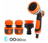 Pistolet d'arrosage multi-motifs réglables avec connecteurs de tuyau de robinet et raccords, pistolet d'arrosage haute pression pour arroser les plantes, pelouses, nettoyage de voiture, bain d'animaux