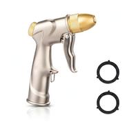 Pistolet d'arrosage portable 100 % métal avec 4 modes de pulvérisation, buse haute pression robuste pour plantes, pelouse, lavage de voiture et animaux domestiques