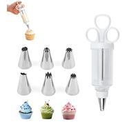 Pistolet de décoration de gâteau en acier inoxydable - Seringue pour | Injecteur de glaçage en ABS de qualité alimentaire avec 6 embouts pour une décoration précise de biscuits