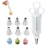 Pistolet de décoration de gâteau en acier inoxydable - Seringue pour | Injecteur de glaçage en ABS de qualité alimentaire avec 6 embouts pour une décoration précise de biscuits