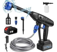 Pistolet de lavage auto électrique, batterie 21V, tuyau d'arrivée d'eau de 5m, 6 modes de pulvérisation, 1 batterie 1 prise EU