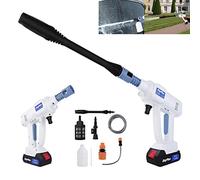 Pistolet De Lavage De Voiture sans Fil De Nettoyeur Électrique Portable avec Chargeur De Batterie Rechargeable 21v Et Accessoires pour Nettoyer La Voiture/Plancher/Clôture/Côtés Et Eau Blanche