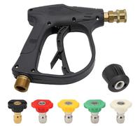 Pistolet de lavage haute pression 4350 PSI - Pistolet de lavage à jet court avec connecteur de tuyau M22 de 14 mm et 5 buses, adaptateur de connecteur rapide de 6,35 mm pour Karcher K1-K7