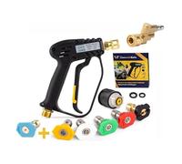 Pistolet de Lavage Haute Pression avec coupleur pivotant et 6 buses 1/4"- Pistolet 4000 PSI de Nettoyage pour Voiture - Int M22-14mm, Adaptateur compatible Karcher K1-K7, filtre eau et guide inclus