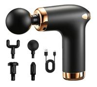 Pistolet de massage, masseur à percussion musculaire, pistolet des massage électrique silencieux, 6 vitesses + 4 têtes demassage, pour la relaxation des épaules, du corps et du dos (Noir)