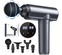 Pistolet de massage, mini pistolet de massage Lefity 2600 mAh avec 30 vitesses et 6 têtes de massage Masseur de main avec port de charge USB C Masseur pour le cou, les épaules et le dos