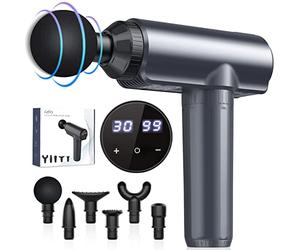 Pistolet de massage, mini pistolet de massage Lefity 2600 mAh avec 30 vitesses et 6 têtes de massage Masseur de main avec port de charge USB C Masseur pour le cou, les épaules et le dos