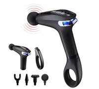 Pistolet de massage musculaire à percussion avec manche extensible pour tout le corps, masseur cervical et dos en tissu profond, pistolet de massage électrique, 9 modes et 4 têtes. Soulage les
