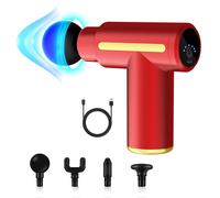 Mini pistolet de massage musculaire avec 6 niveaux réglables et 4 têtes de massage