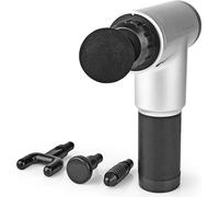 Pistolet de massage sportif Nedis - Fonctionne sur batterie - Lithium Ion intégré - Rechargeable - 6 modes de massage - 4 accessoires interchangeables - Gris / Noir