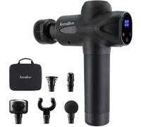Terraillon Pistolet de massage Gun Massager Expert, 20 vitesses, écran digital, 5 embouts, Noir