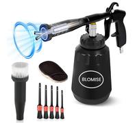 Pistolet de nettoyage à air comprimé avec tube métallique à 360° et réservoir de 1 l, 6-9 bar, effet tourbillon, kit de nettoyage intérieur de voiture avec buse en métal amovible, tête de brosse