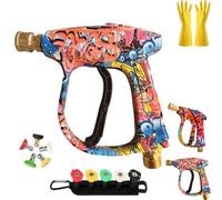 Pistolet de nettoyage haute pression Graffiti 2025, nouveau pistolet à eau court haute puissance, 5 en 1, léger et compact, sans fil, motifs de pulvérisation réglables, pour nettoyage du sol, arrosage