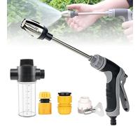 Pistolet de nettoyage haute pression pour tuyau d'arrosage, portée de pulvérisation de 6 à 10 m, pistolet de lavage de voiture à long manche avec 3 connecteurs métalliques, verseuse à mousse, pistolet
