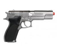 Pistolet de Police Metal 19 cm, 8 Coups - Revolver Policier, swat - Accessoire Jeu et Deguisement - Set Jouet Enfant et Carte Tigre