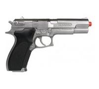 Pistolet de police metal 19 cm 8 coups - revolver policier swat - accessoire jeu et deguisement - set jouet enfant et carte