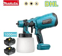 Pistolet de pulvérisation de peinture électrique pour batterie Makita BL1860 18V, ensemble de pulvérisateur de peinture portable sans fil de 1L, outil de peinture automatique pour meubles 6Ah Battery