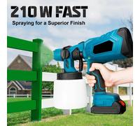 Pistolet de pulvérisation électrique sans fil 210W, capacité de 1000 ml, pulvérisateur pour meubles, outil de pulvérisation pour clôture/porte/armoire, compatible avec la batterie Makita 18V 2 * Batte