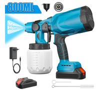 Pistolet de pulvérisation électrique sans fil, 800ML, 3 formes de pulvérisation, aérographe pour revêtement de meubles et d'acier, pour batterie Makita 18V Or