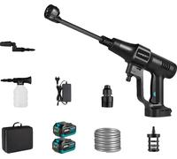 Pistolet haute pression, 2x set de batteries, pointe de buse réglable, bouteille de mousse, 2x set de batteries