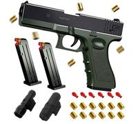 Pistolet Jouet, Armes Jouet, Pistolet pour Enfants avec 50 Billes en Mousse, 16 Cartouches, Lampe Torche, viseur Infrarouge et 2 chargeurs, Desert Eagle, Blaster en Mousse. (Vert Or)