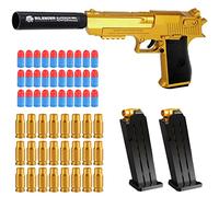 Pistolet Jouet,Desert Eagle Pistolet avec balles Souples,EVA Mousse Jouet Blaster,Pistolet à Balle Molle,avec balles Souples et Chargeur,pour 6+ Cadeaux pour Enfants (Or)