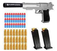 Pistolet Jouet,Desert Eagle Pistolet avec balles Souples,EVA Mousse Jouet Blaster,Pistolet à Balle Molle,avec balles Souples et Chargeur,pour 6+ Cadeaux pour Enfants (Argent)