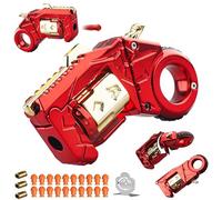 Pistolet jouet EDC en métal - Jouet du bout des doigts - Double transformation de mode - Appareil manuel pour adultes - Anti-stress - 20 balles souples - Peut démarrer - 11,9 cm (rouge)