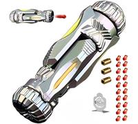 Pistolet jouet EDC en métal - Tournant et décompressant - Avec 20 balles souples - Avec mini disque en acier - Lumière de remplissage - Démarrage - Jouet anti-stress (gris)