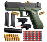 Pistolet Jouet Enfant, Pistolet Jouet, Armes en Jouet, Pistolet Enfant, avec 50 Soft Bullet, 32 Jeu de Coque, 3 Chargeurs/Silencieux/Lampe de Poche/Viseur Infrarouge, Desert Eagle