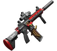 Pistolet Jouet M416 en Nylon, Projectiles EVA Mousse, Éjection Automatique de Douilles, Chargeur Transparent, Crosse Réglable, Lunette 6X et Viseur Point Rouge, Jeu de Plein Air Sécurisé