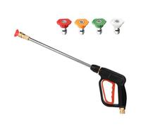 Pistolet Nettoyeur Haute Pression, Lance d'Arrosage Allongée 60cm avec 4 Buses, Pistolet à Eau Réglable pour Voiture Anti-débordement, Jardin et Nettoyage Extérieur