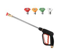 Pistolet Nettoyeur Haute Pression, Lance d'Arrosage Allongée 60cm avec 4 Buses, Pistolet à Eau Réglable pour Voiture Anti-débordement, Jardin et Nettoyage Extérieur
