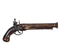 Pistolet Pirate Tromblon I Jouet Enfant Faux Plastique I 20 cm Bronze Doré Terni I Déguisement Accessoire Mer Vaisseau Matelot I Halloween Cosplay Carnaval Anniversaire