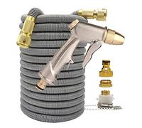 Pistolet pour Nettoyeur Haute Pression, Tuyau d'eau De Jardin Haute Pression Extensible, Double Connecteur Métallique, pour Lavage Voiture, Irrigation Agricole, pour Voiture,(50ft-15m)