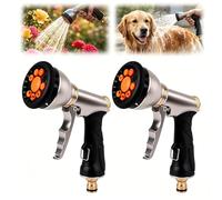 Pistolet pulvérisateur à main en métal avec 9 modes de pulvérisation et contrôle du débit, buse de tuyau haute pression robuste pour pelouse, lavage de voiture et soins des animaux - 1 pièce