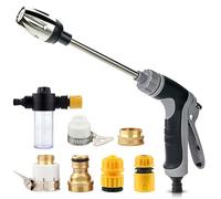 Pistolet pulvérisateur haute pression avec canon à mousse, pistolet d'arrosage à long manche, outil de nettoyage multifonction avec 6 connecteurs de tuyau pour lavage de voiture, terrasse, arrosage de