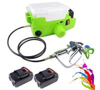 Pistolet Pulvérisateur Mural sans Fil À Haute Pression pour Sac À Dos - Pulvérisateur De Peinture sans Air Portable avec Tuyau 1,5 M, Débit 1,1 L/Min, Moteur 500 W sans Compresseur-Vert