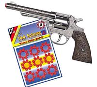 Pistolet revolver de qualité supérieure avec 144 munitions de police pour enfants et adultes - Accessoire de costume (revolver cowboy)
