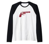 Pistolet Rouge Colt 45 Cool Clock Revolver Heart y2k Manche Raglan