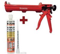 Pistolet scellement chimique + 12 résines hybrides 410 ml