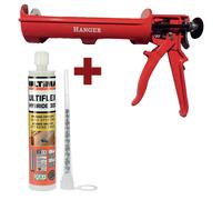 Pistolet scellement chimique + 12 résines hybrides 410 ml HANGER