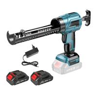 Pistolet Silicone Electrique pour Makita 21V, Pistolet à Cartouche Sans Fil 1500mAh, Pistolet Silicone avec LED,4 Vitesses, Pistolet Joints Electrique 300ML pour Sceller,Étanchéifier (2 × Batteries)